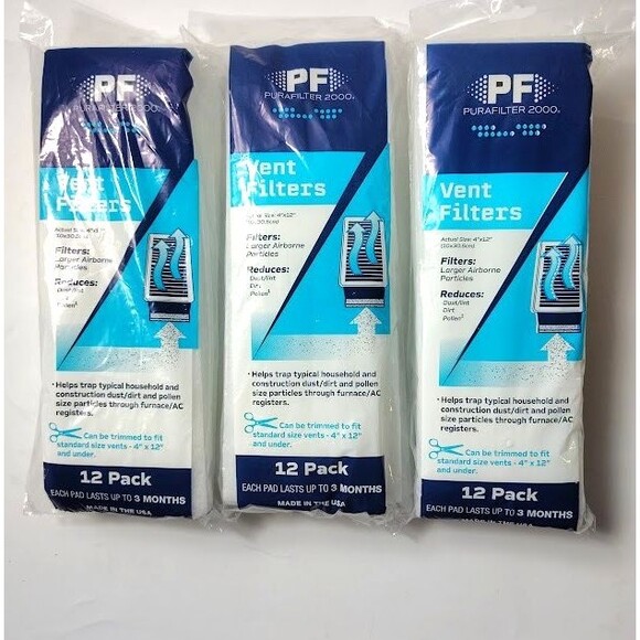 3-12 Packs of Purafilter 2000 Vent Filters 4'X12" New Sealed - Picture 1 of 6